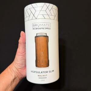 BrüMate Hopsulator Slim 12oz Walnut Can Cooler NEW!